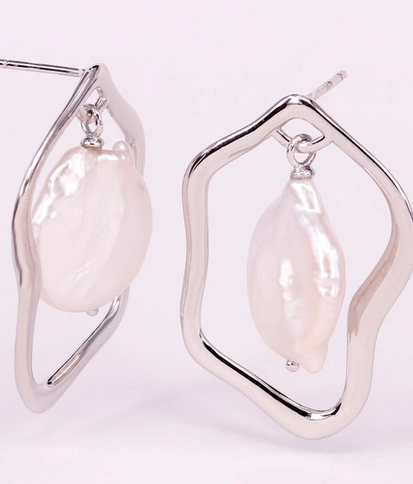 Amalfi sølv øreringe perle
