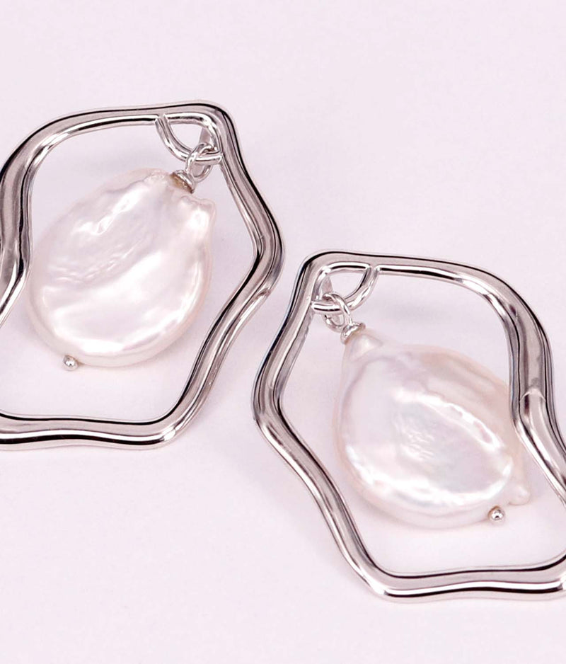 Amalfi sølv øreringe perle