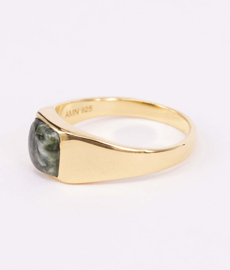 Amira guld ring grøn serafinite