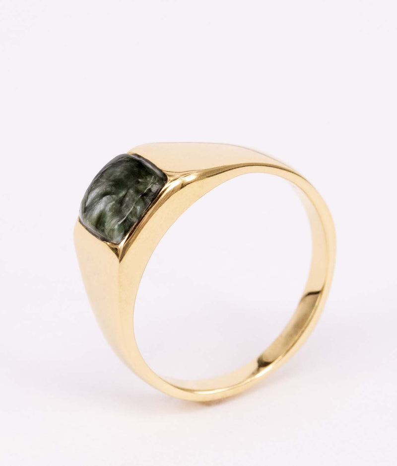 Amira guld ring grøn serafinite