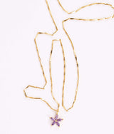 Bellaria guld halskæde lilla zirkon
