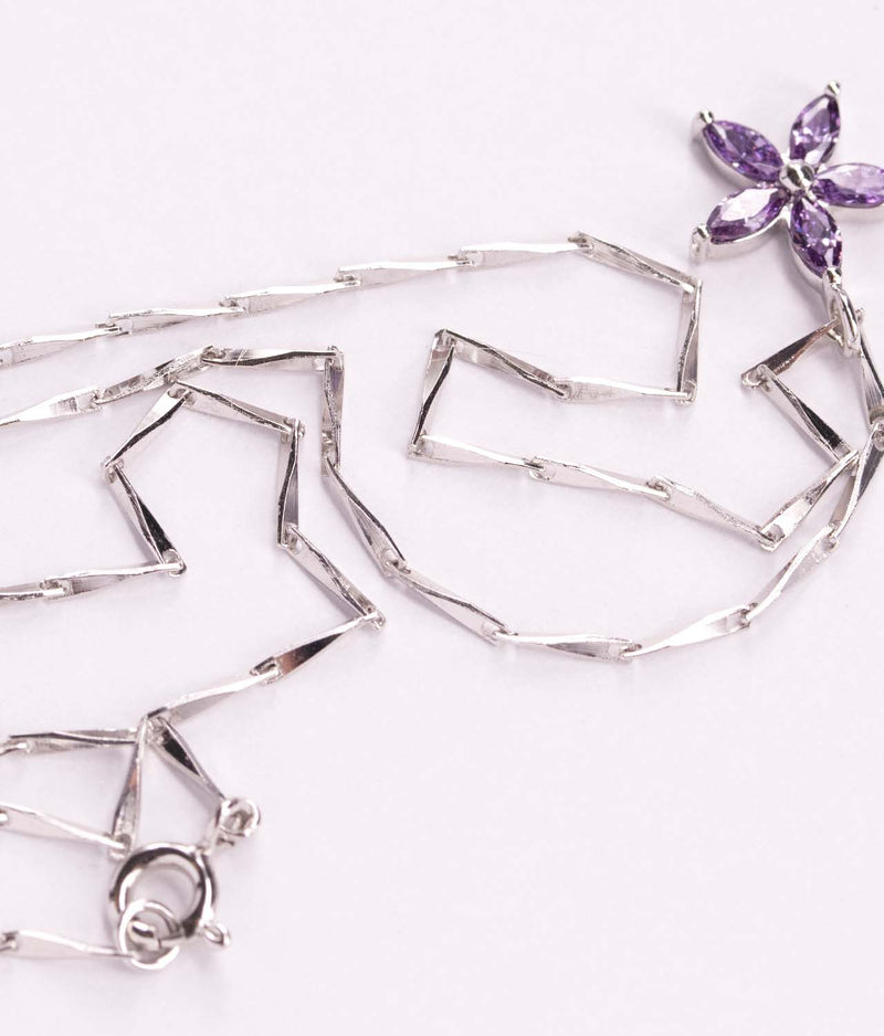 Bellaria sølv halskæde lilla zirkon